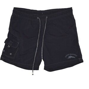 Tommy Bahama Swim Shorts S Black Y2K Surf Beach 6" Inseam